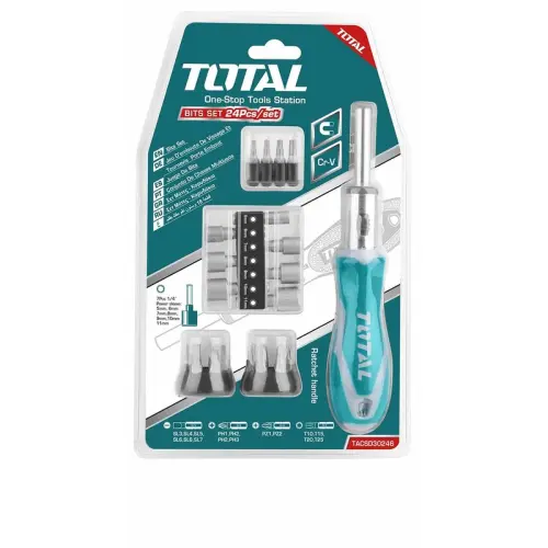 طقم مفكات راتشيت توتال 24 قطعة